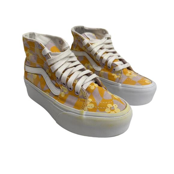 Vans Shoes - Vans Womens Sz 7 Yellow Floral Sk8-Hi Tapered Stackform Sneakers Casual Festival